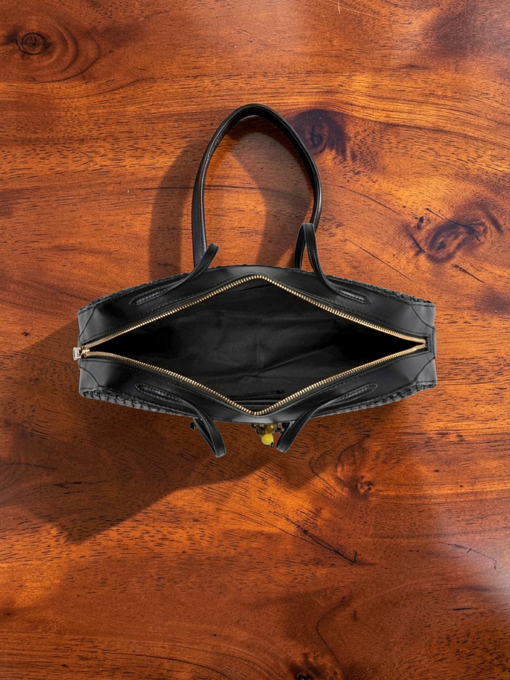 NEW Rachel Zoe Black Shoulder Handbag with Gold Hardware and Bag Charm NWT - Picture 5 of 9